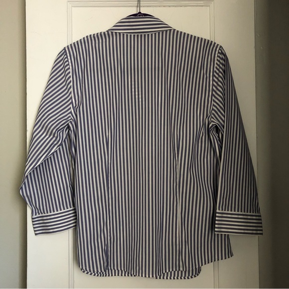 Talbots Wrinkle Resistant Stretch Striped Buttondown Shirt Navy White NWOT 10p - Picture 6 of 6